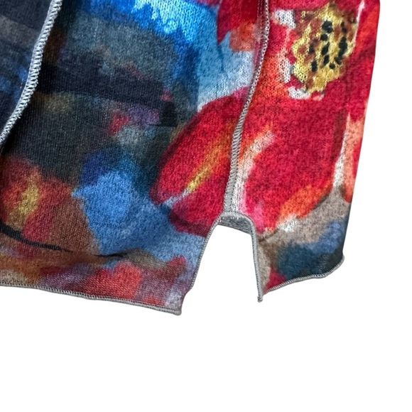 Multiples Floral Print Long Sleeve Top, 3/4 Sleeve, Petite Large - Picture 7 of 11